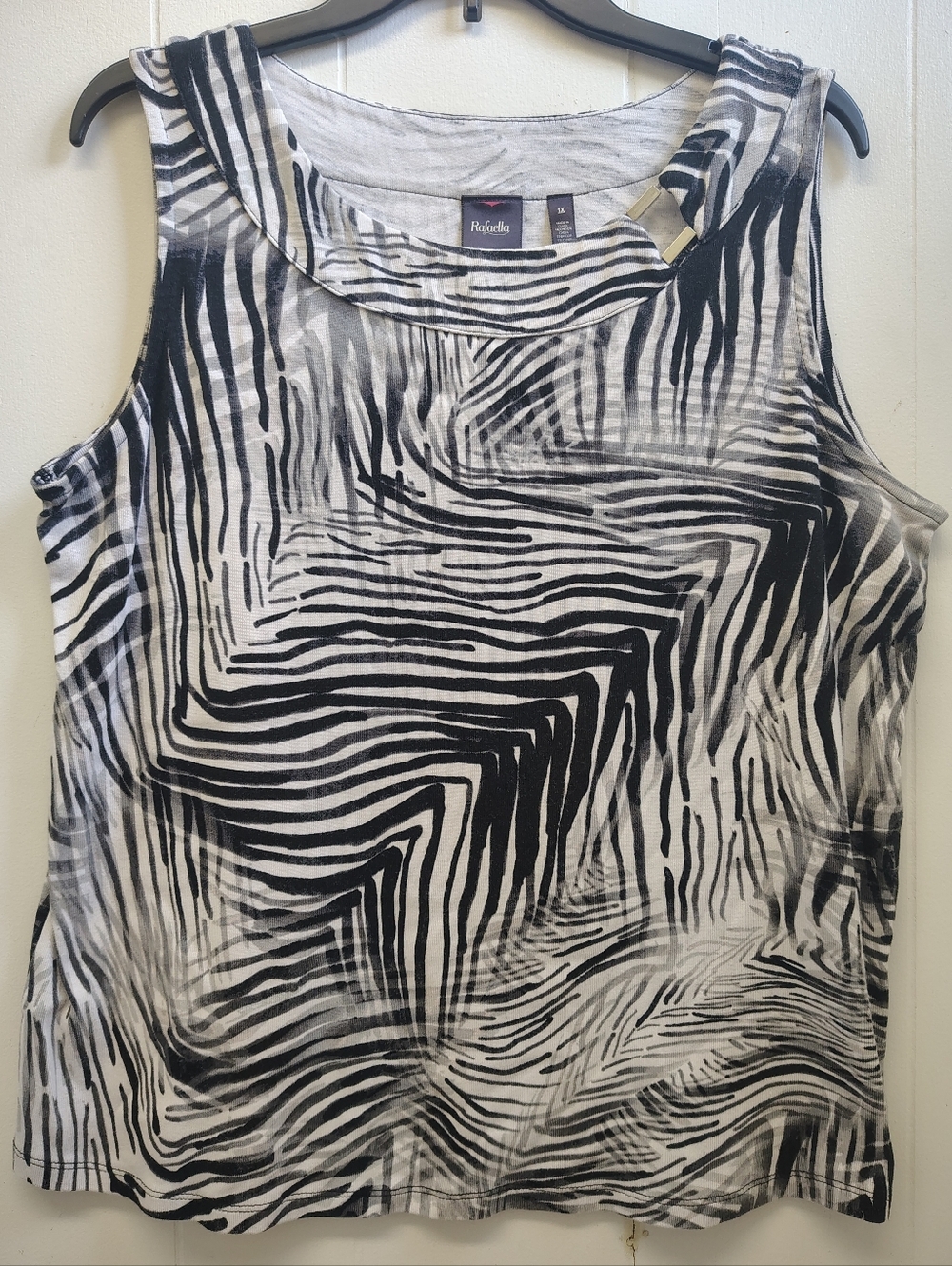 Rafaella Zebra-Print Sleeveless Tank Size 1X
